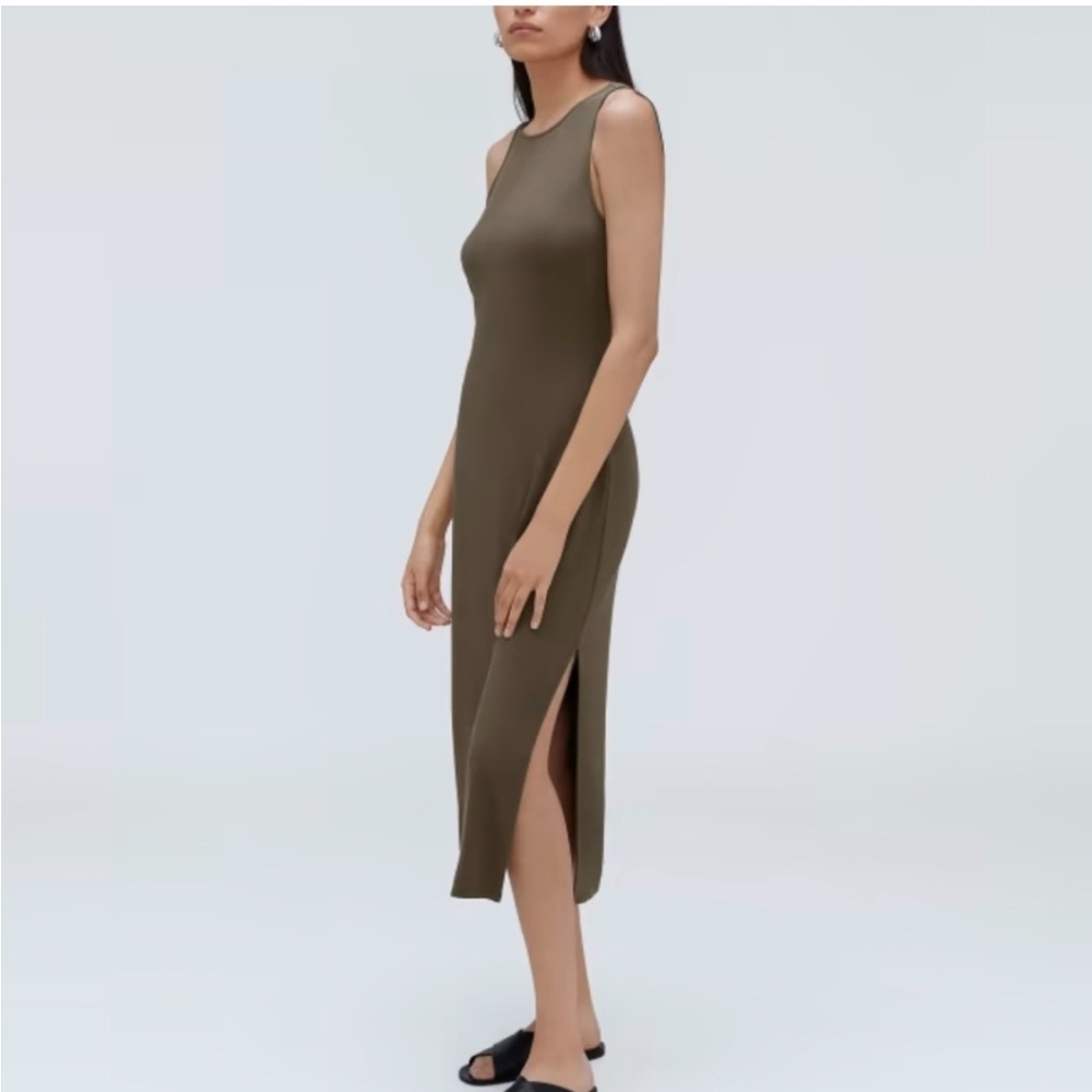 Everlane 90s Midi Dress Beech Green Womens Small